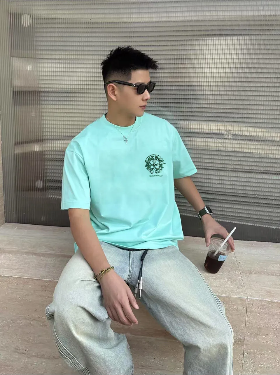 [CH ] 2026FW T LOGO Premium 26s Same Style ：Black White Green Size：S M L XL 2XL